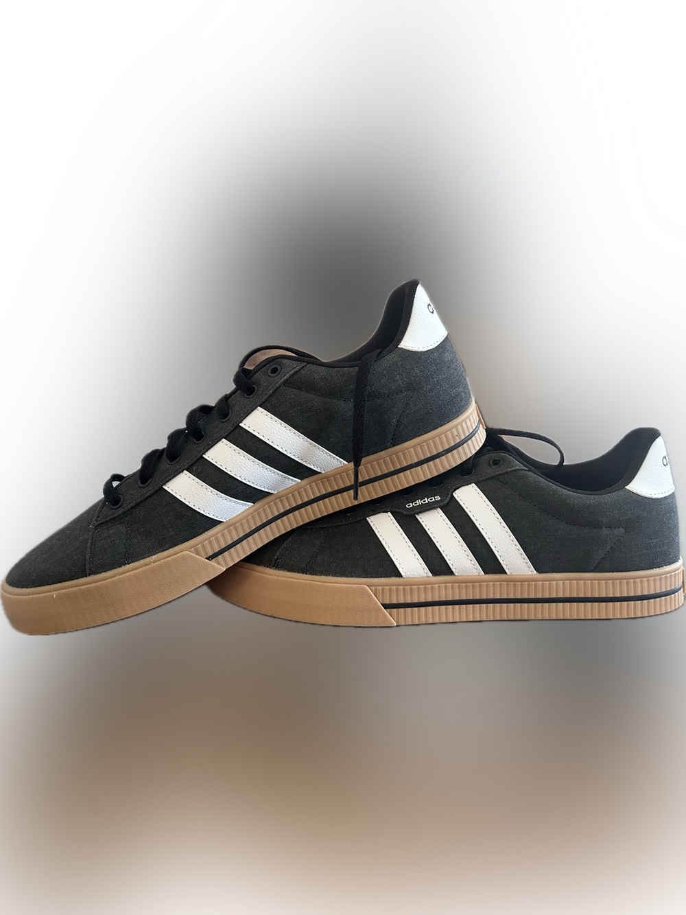 adidas Men’s Black and White Sneakers with Gum Sole